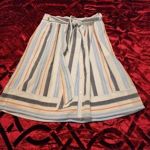 EDC cotton stripped skirt, Button Down, fully lined, size 6